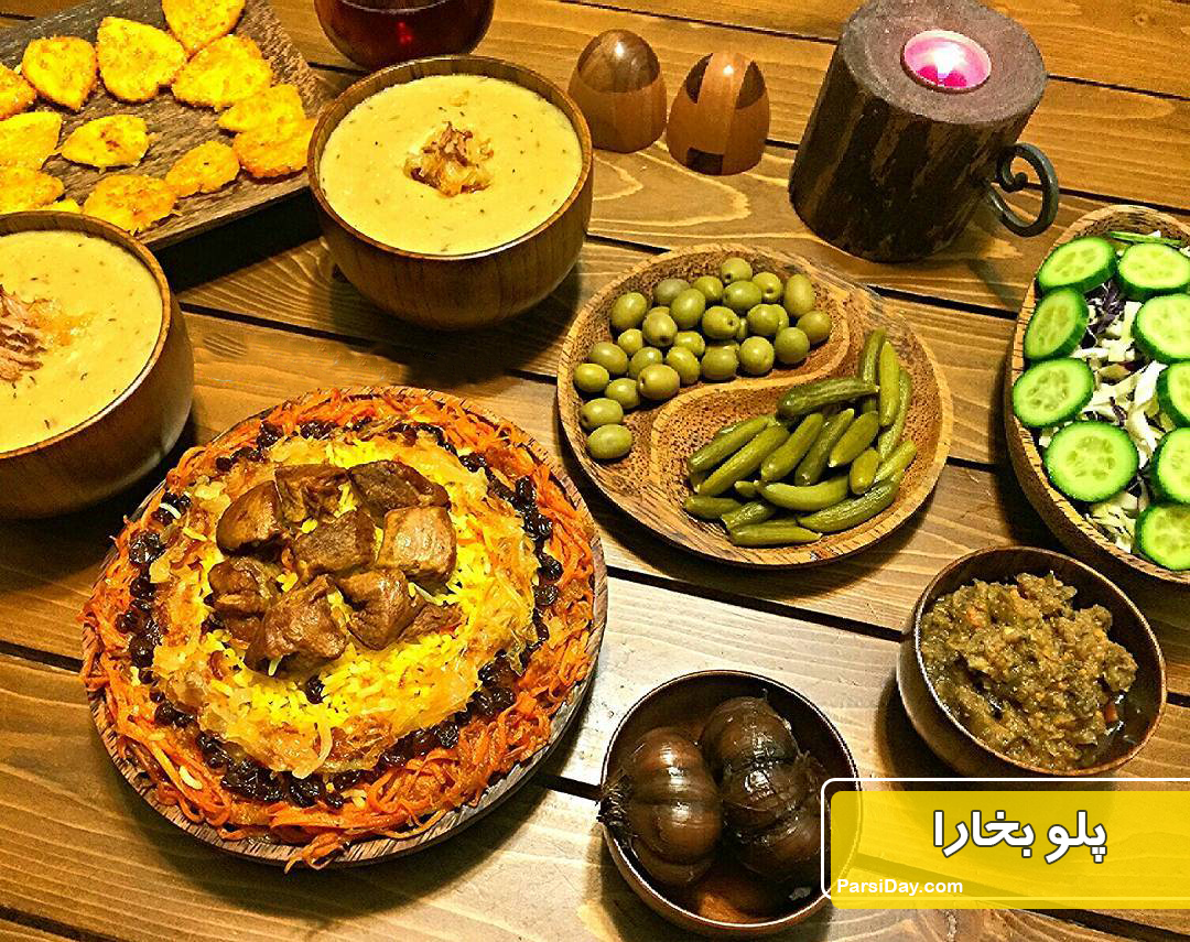 طرز تهیه پلو بخارا ساده و لذیذ و مجلسی با گوشت و هویج و کشمش